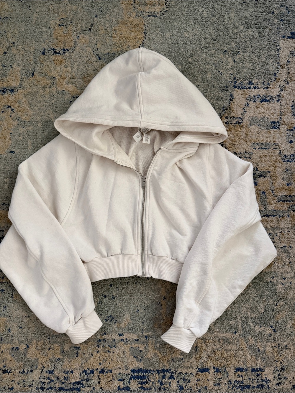 ALO Yoga Cropped Zip Hoodie - Cream White size small